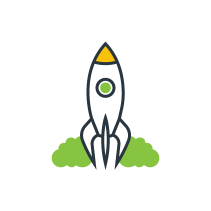 Leaptel rocketship graphic